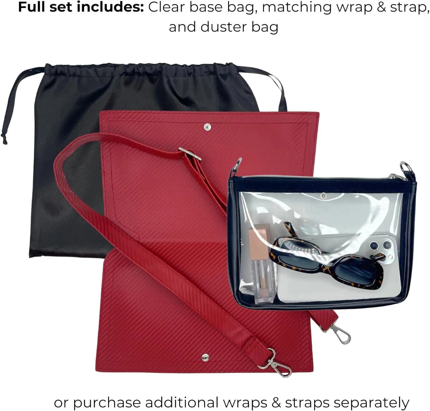Stadium Bag Full Set - Clear Bag with Removable Outer Wrap, Stadium Approved Clear Bag for Concerts, Sports, Events