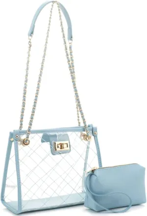 Stadium Concert Vegan Leather Transparent Clear Tote Bag Satchel Crossbody Purse Handbag