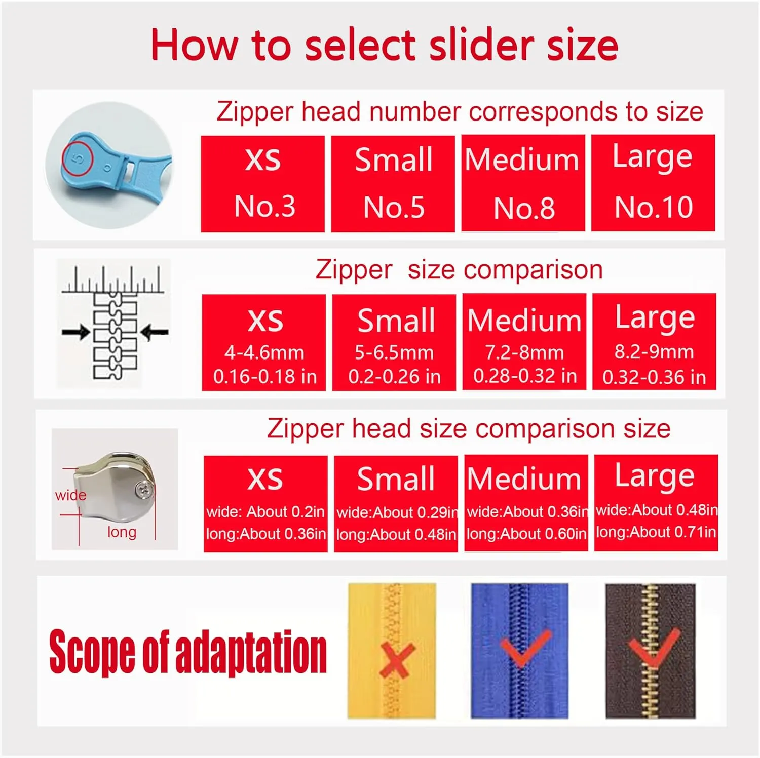 Stainless Steel Replacement Zipper Slider-1 Piece,Silver-Large Suitable for Clothing,suitcases,Handbags,Shoes,Tents,Backpacks Zipper Replacement and Repair kit