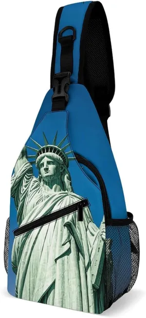 Statue of Liberty Crossbody Sling Bag for Men Hiking Backpack Travel Chest Bag Man Purse Shoulder Bags Daypack