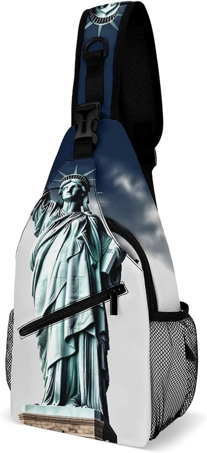 Statue of Liberty Crossbody Sling Bag for Men Hiking Backpack Travel Chest Bag Man Purse Shoulder Bags Daypack