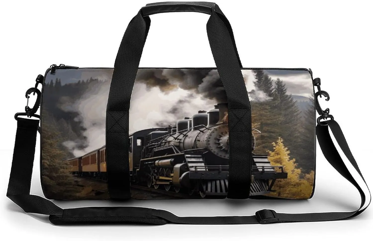 Steam Train Gym Bag Small Travel Duffle Bag with Compartment Carry On Weekender Bag for Women Men