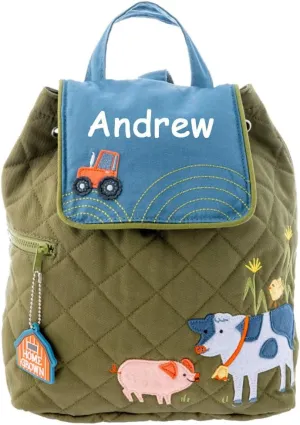 Stephen Joseph Kids Backpack - Travel Backpack - Children's Back to School Supplies - Quilted Tote Bag (Personalized Farm Animals)