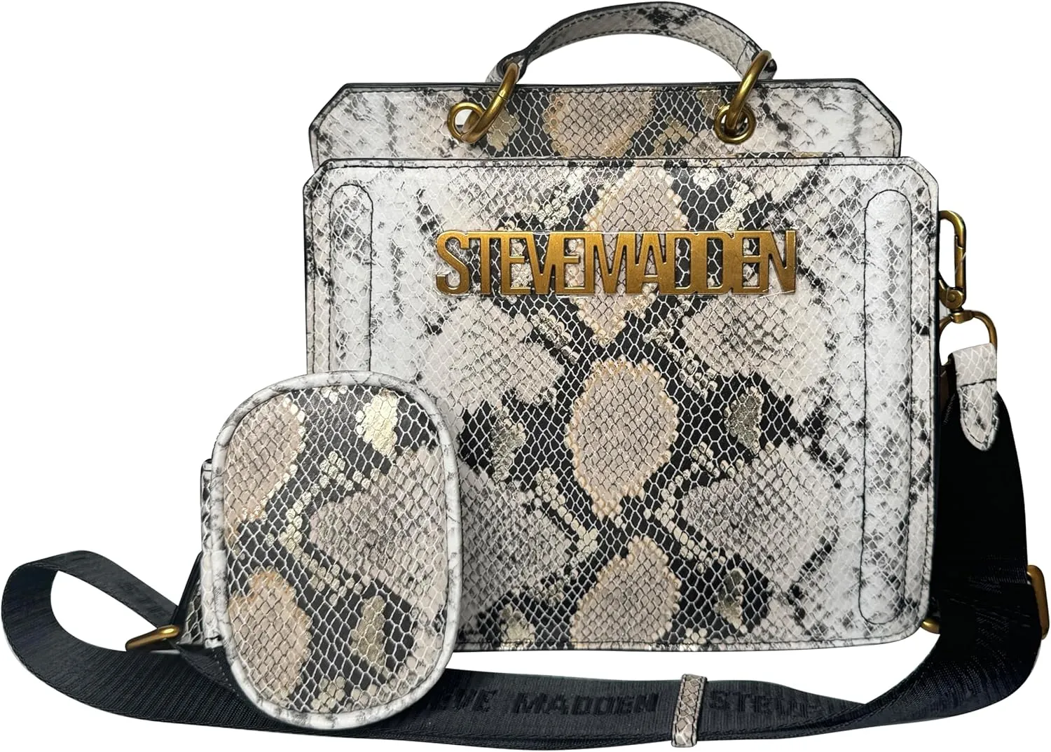 Steve Madden Bevelyn Metallic Snake Convertible Crossbody Bag