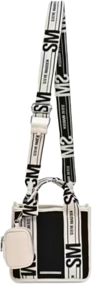 Steve Madden BWEBBER Convertible Tote Bag (Black/Cream)
