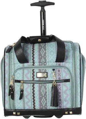 Steve Madden Designer 15 Inch Carry on Suitcase- Small Weekender Overnight Business Travel Luggage- Lightweight 2- Rolling Spinner Wheels Under Seat Bag for Women(Legends Teal)