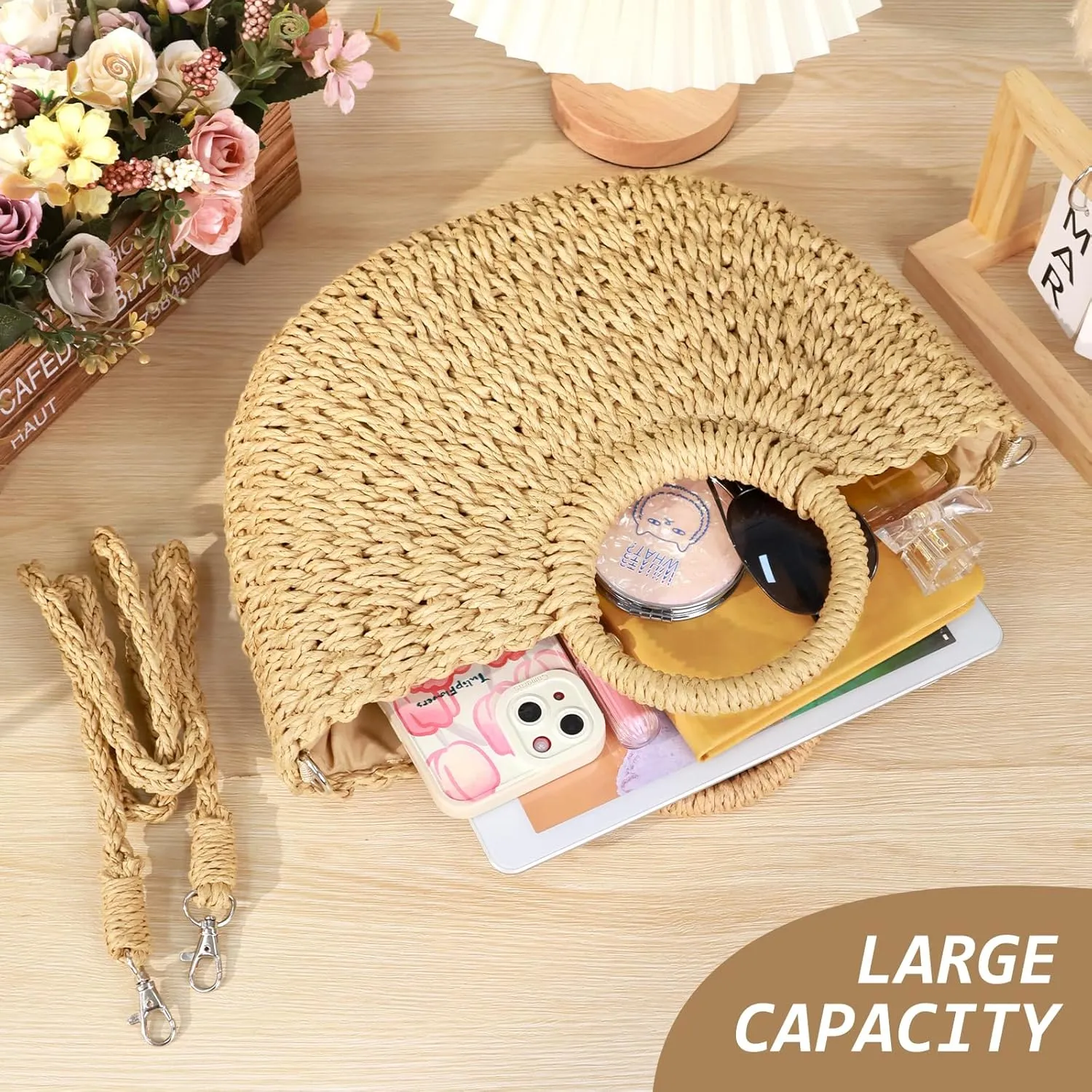 Straw Clutch Purses for Women Woven Straw Beach Sea Handbag Tote Bags for Summer