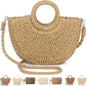 Straw Clutch Purses for Women Woven Straw Beach Sea Handbag Tote Bags for Summer