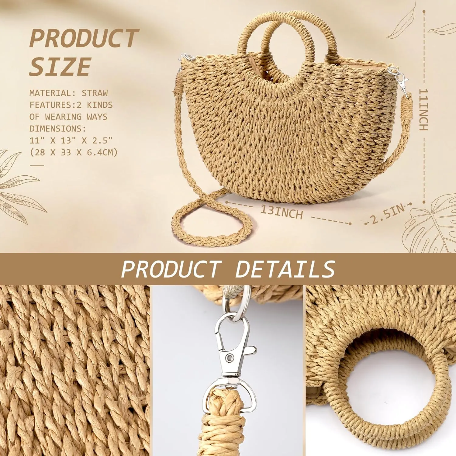 Straw Clutch Purses for Women Woven Straw Beach Sea Handbag Tote Bags for Summer