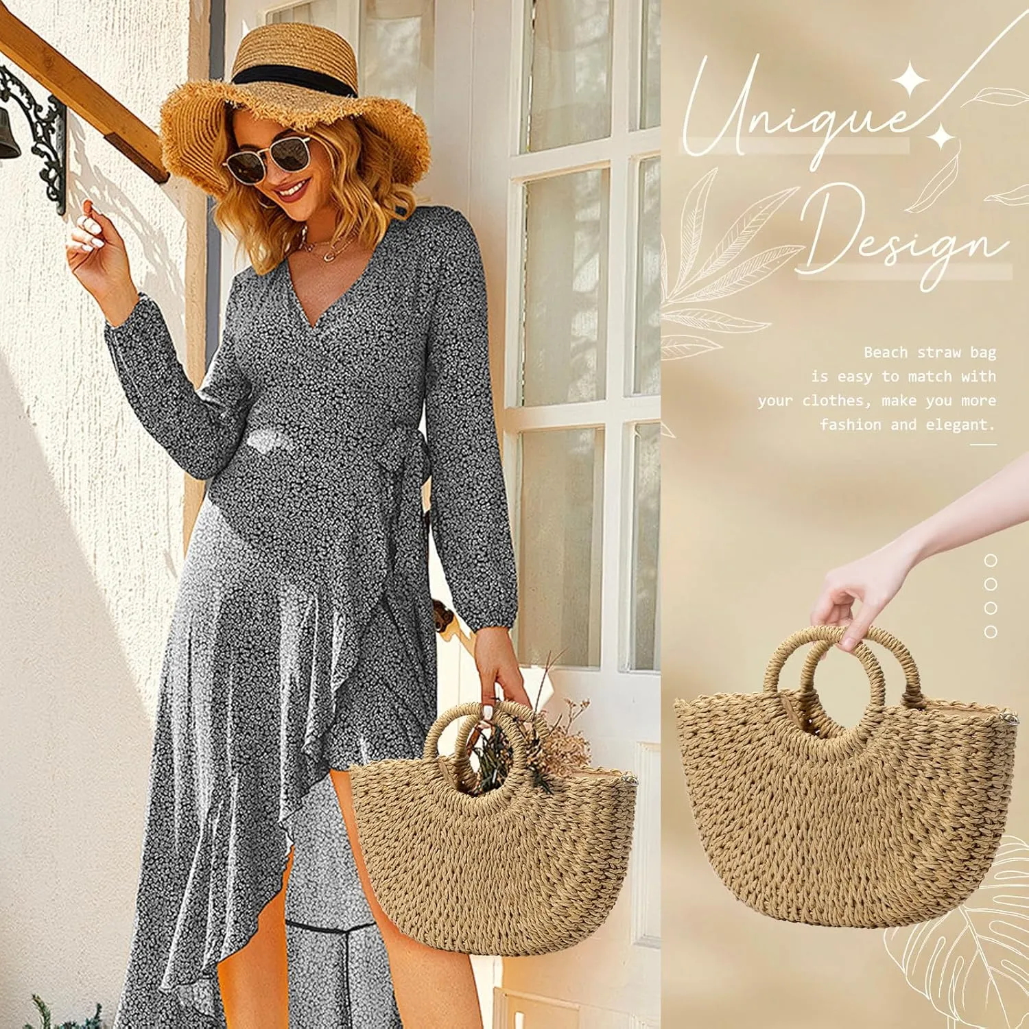 Straw Clutch Purses for Women Woven Straw Beach Sea Handbag Tote Bags for Summer