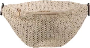 Straw Crossbody Sling Bag for Women Straw Fanny Packs Straw Chest Belt Bum Bag Sling Purse Shoulder Bags, White, One Size