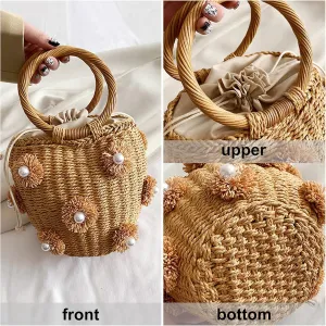 Straw Woven Shell Shape Tote Bag, Rattan Shoulder Bag Summer Beach Crossbody Purse Handbag for Women Travel