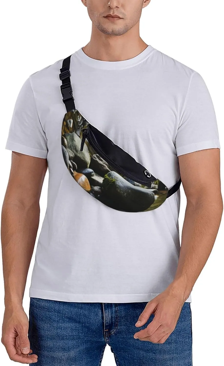 Stream stones Fanny Pack for Women Men Waist Bag Waterproof Belt Bag with Adjustable Strap