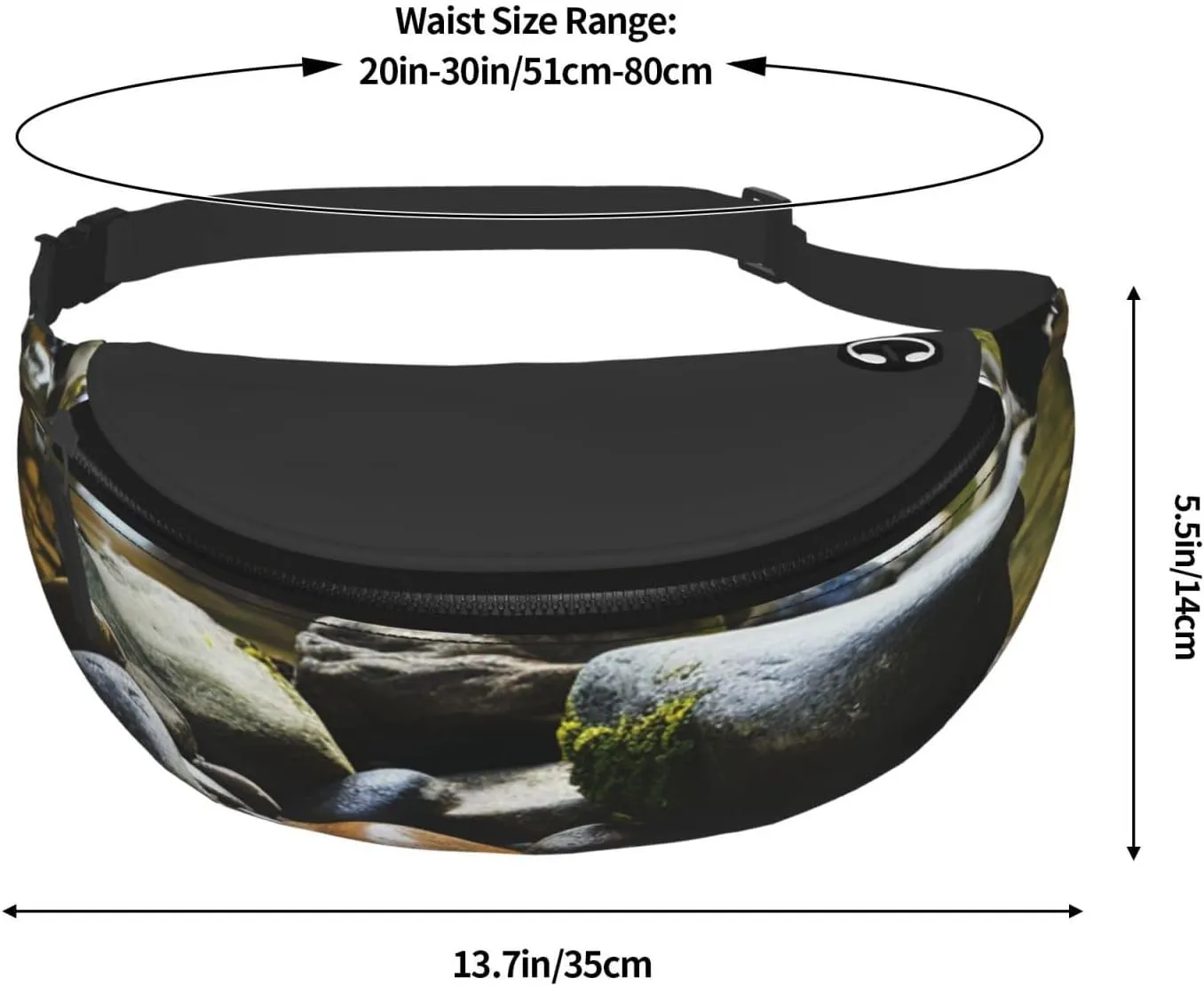 Stream stones Fanny Pack for Women Men Waist Bag Waterproof Belt Bag with Adjustable Strap