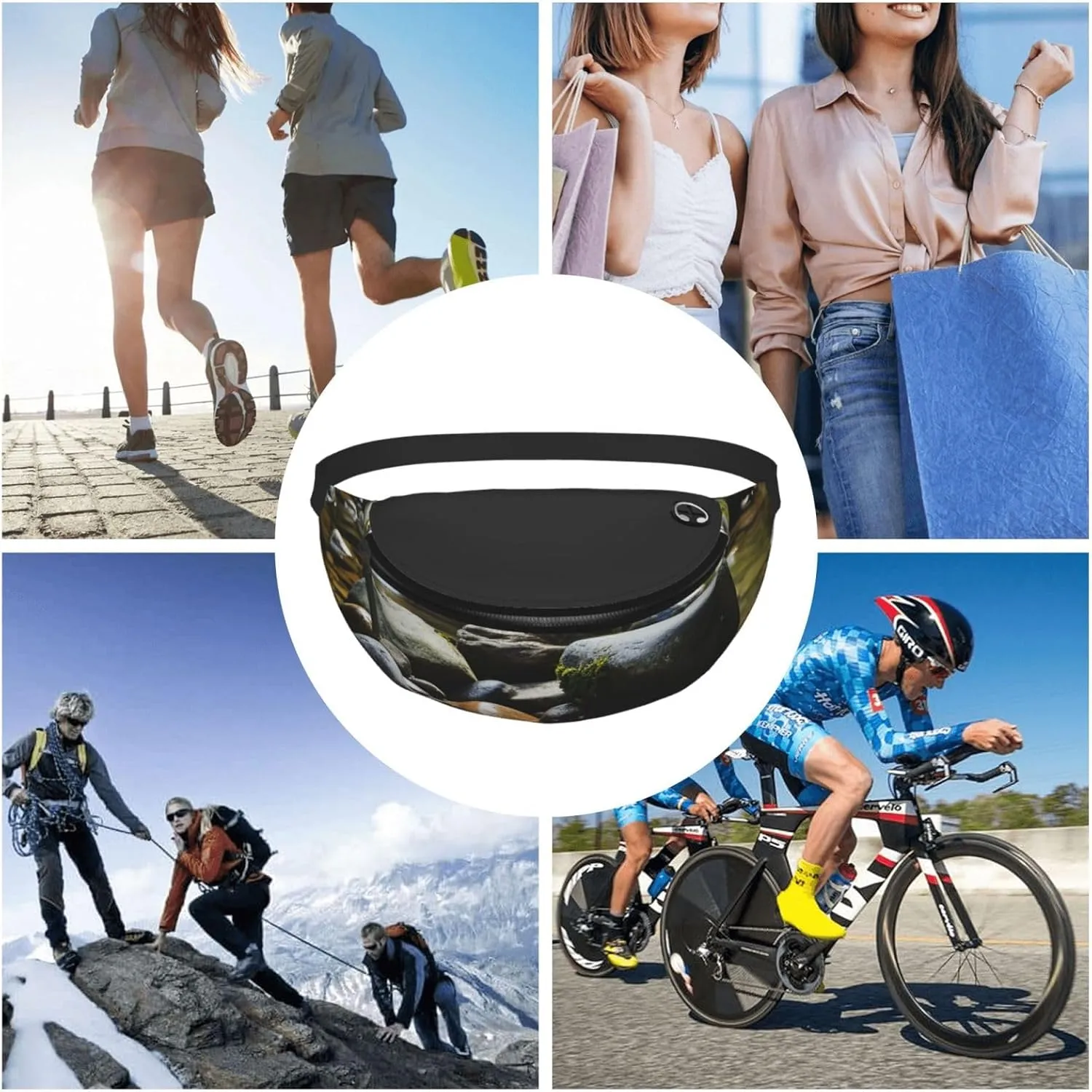 Stream stones Fanny Pack for Women Men Waist Bag Waterproof Belt Bag with Adjustable Strap
