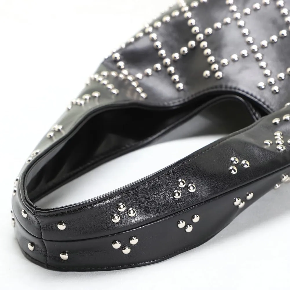 Studded Shoulder Bag For Women Vegan Leather Tote Purse Y2K Hobo Handbag Womens Bucket Bag Casual Punk Purse Streetwear 2025