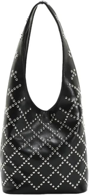 Studded Shoulder Bag For Women Vegan Leather Tote Purse Y2K Hobo Handbag Womens Bucket Bag Casual Punk Purse Streetwear 2025