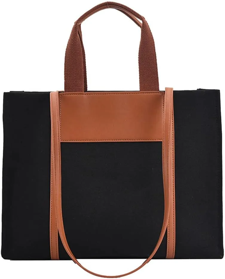 Stylish Medium Canvas Tote Bag with Zipper for Women - Versatile Top Handle & Crossbody Satchel Handbag for Work & Casual Use