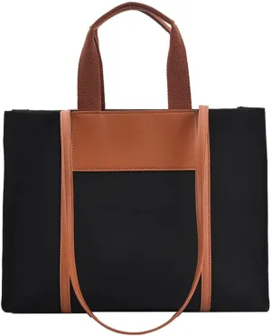 Stylish Medium Canvas Tote Bag with Zipper for Women - Versatile Top Handle & Crossbody Satchel Handbag for Work & Casual Use