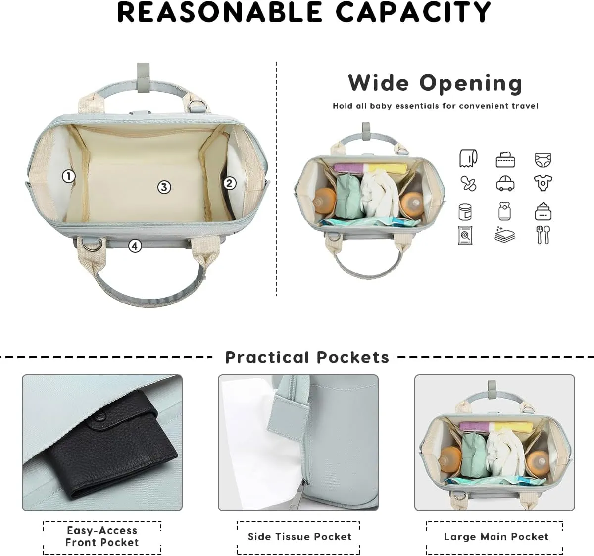 Stylish Multifunctional Diaper Bag Tote,Portable Travel Nappy Changing Bags Convertible Mummy Shoulder Bag Backpack(Pink)