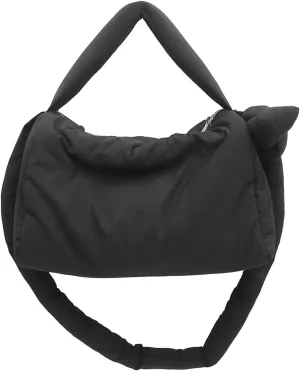 Stylish Quilted Puffer Tote Bag for Women, Large Nylon Travel Tote, Crossbody Medium Purse for Versatile Use