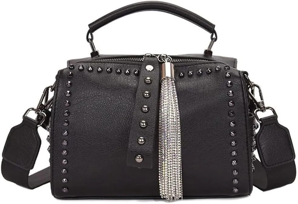 Stylish Women Barrel Tote Bag - Double Zipper Satchel Handbag - Leather Crossbody Shoulder Bag