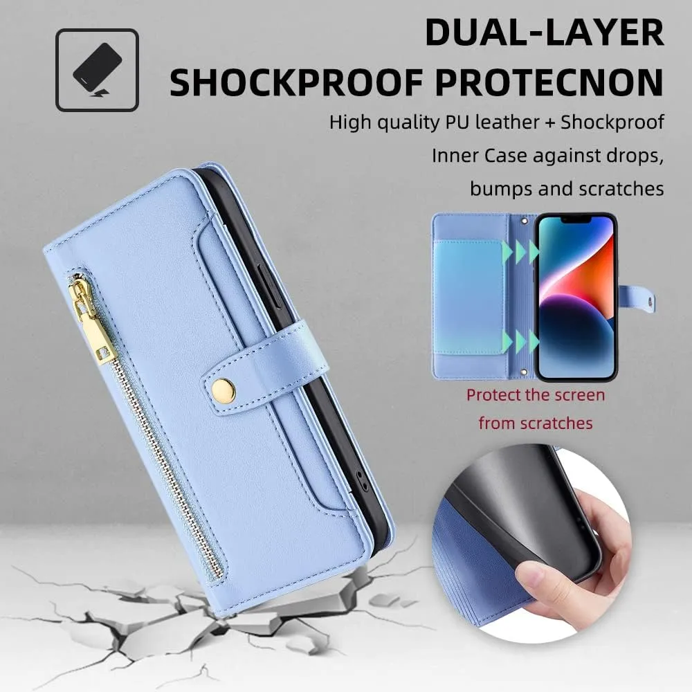 Suitable for iPhone 15, iPhone 15 Pro, Plus, Pro Max Phone Bags, Handbags, Popsockets,Women's Crossbody Bags, Clip (Blue, iPhone 15 Plus)