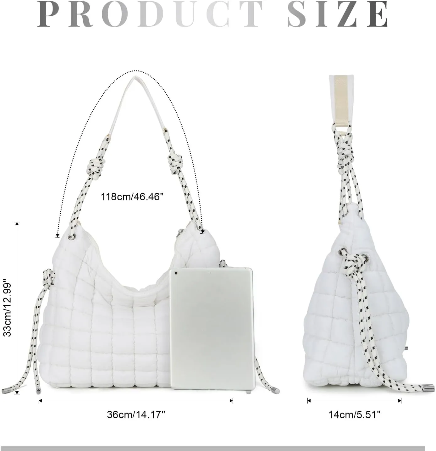 SUKUTU Puffer Tote Bag for Women Lightweight Quilted Crossbody Shoulder Bag Soft Puffy Large Purse