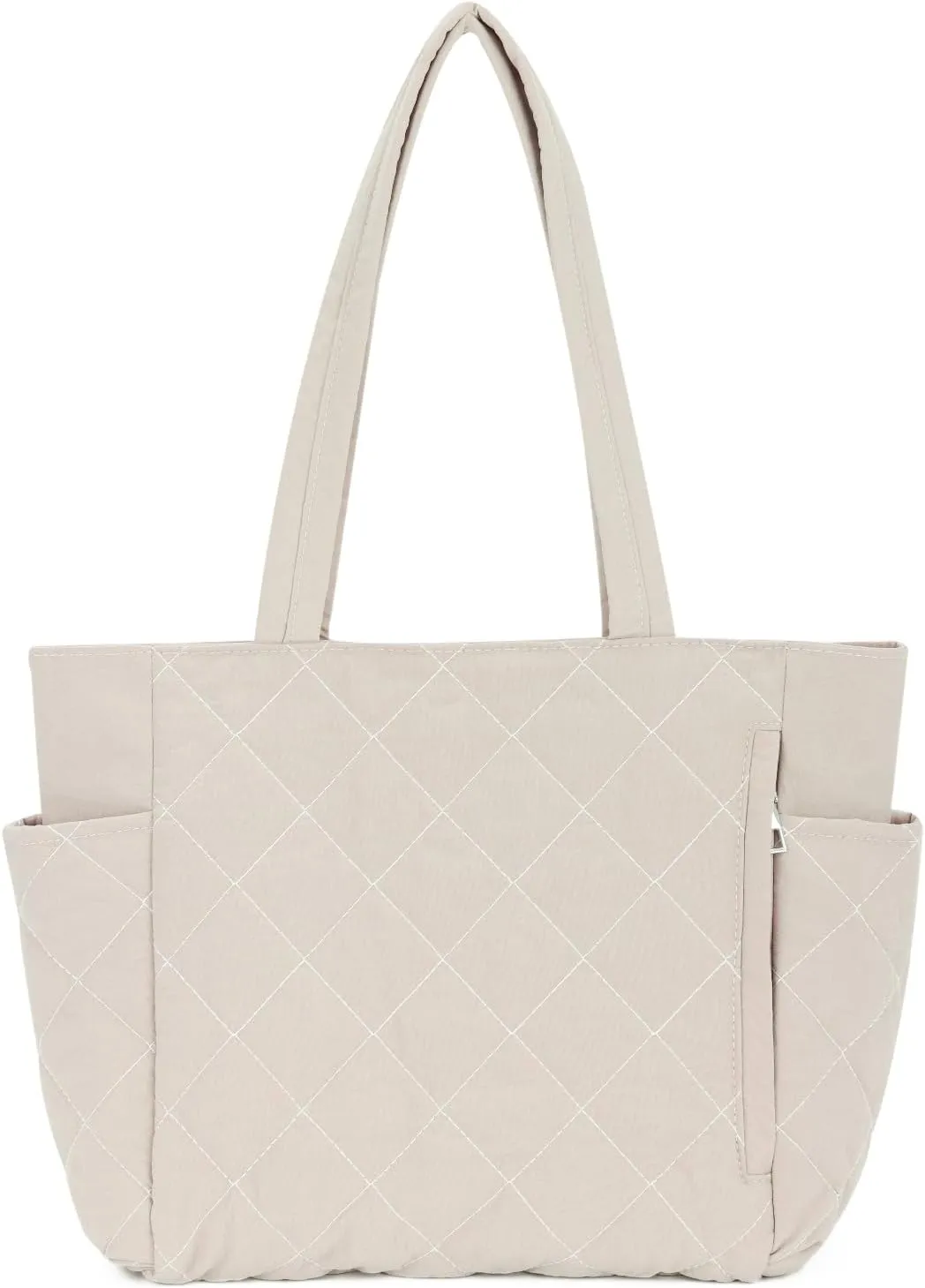 SUKUTU Women Puffy Padded Tote - Lightweight Puffer Quilted Shoulder Bag - Work Bag Large Purse with Zipper