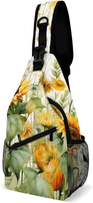 Sunflower And Corn Crossbody Sling Bag for Women Men Sling Backpack Travel Chest Bag Pack Man Purse Shoulder Bags Daypack for Travel Hiking Cycling