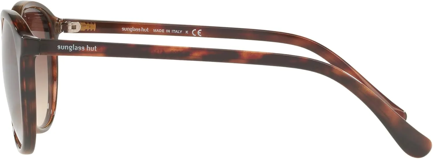 Sunglass Hut Collection Woman Sunglasses Striped Havana Frame, Gradient Brown Lenses, 55MM