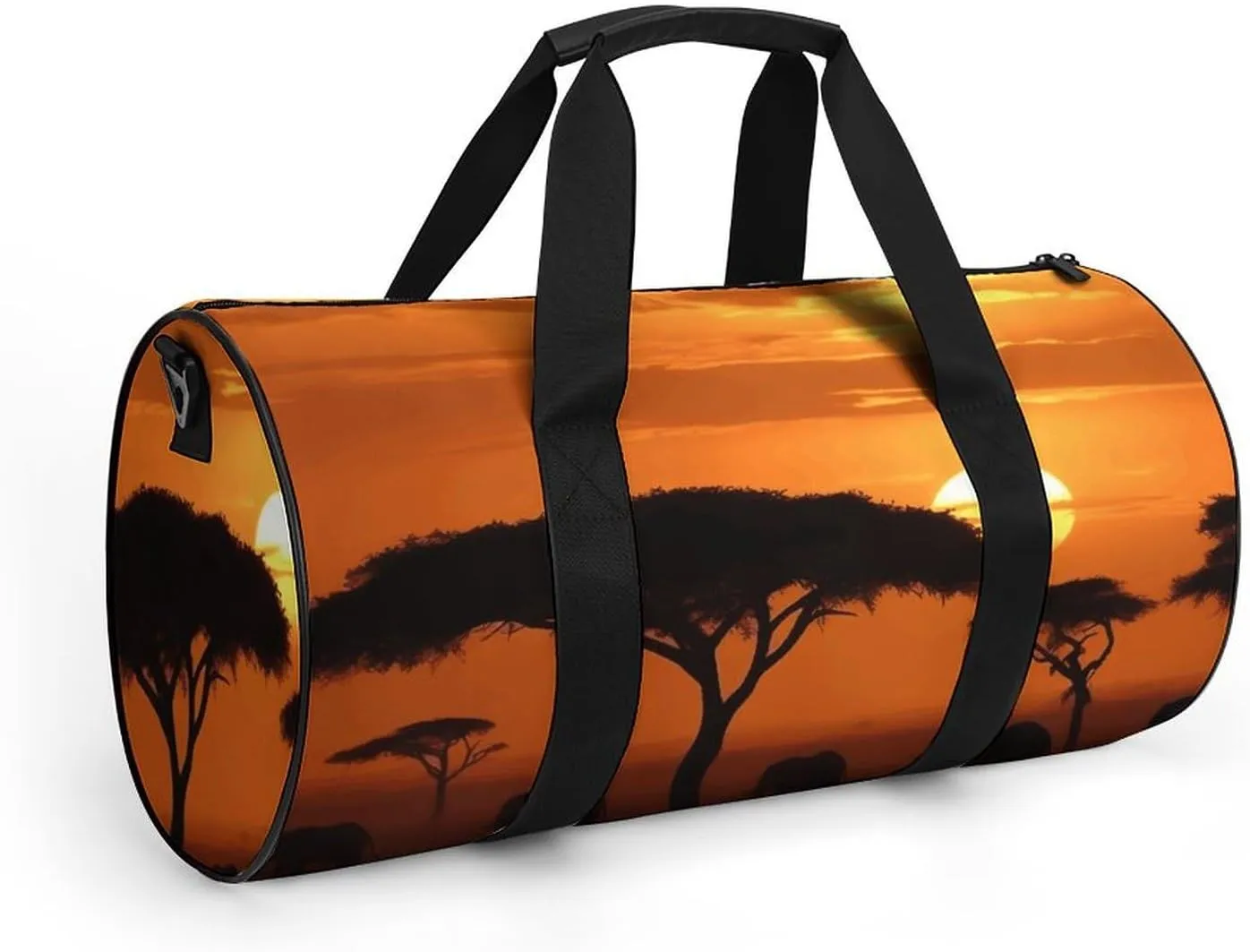 Sunset African Savanna Gym Bag Small Travel Duffle Bag with Compartment Carry On Weekender Bag for Women Men