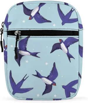 Swallow Bird Pattern Small Crossbody Bags for Women Men Sling Purse Shoulder Bag with Adjustable Strap