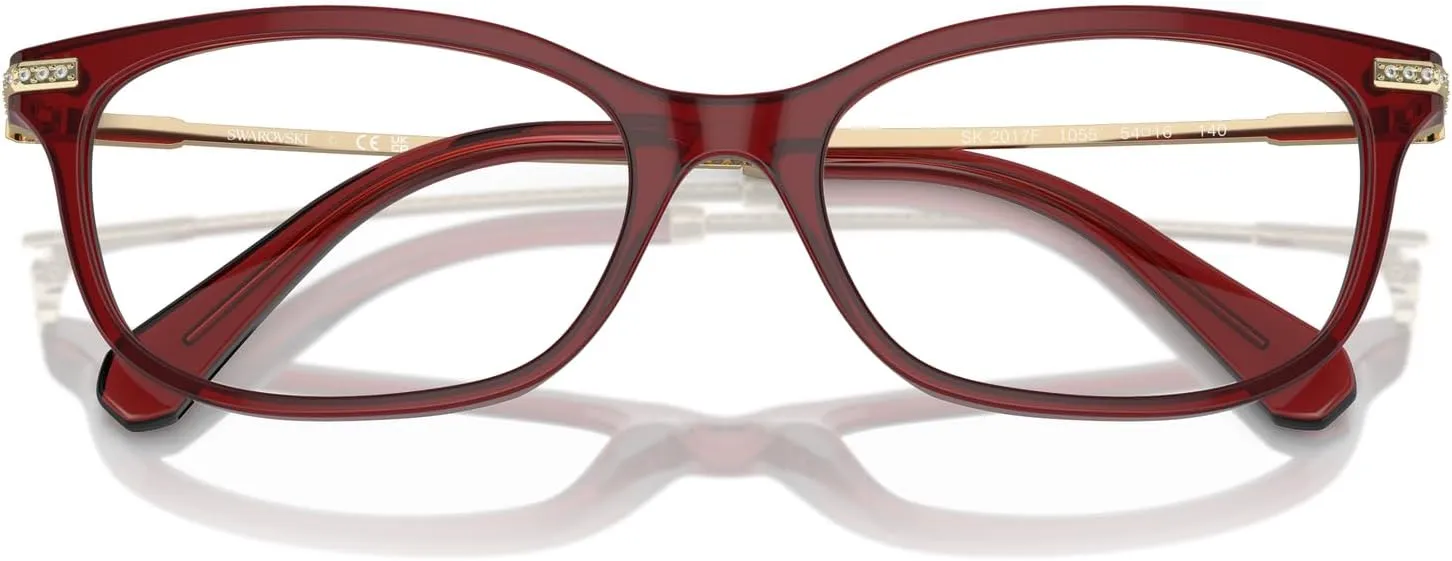 Swarovski Women's Sk2017f Low Bridge Fit Rectangular Prescription Eyewear Frames