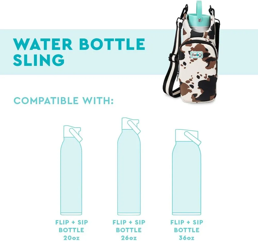Swig Life Water Bottle Sling Bag, Water Bottle Holder with Adjustable Strap, Carrier Bag with Zippered Phone Pocket, Holds 36oz (Fresh Cut)