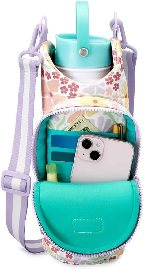 Swig Life Water Bottle Sling Bag, Water Bottle Holder with Adjustable Strap, Carrier Bag with Zippered Phone Pocket, Holds 36oz (Fresh Cut)
