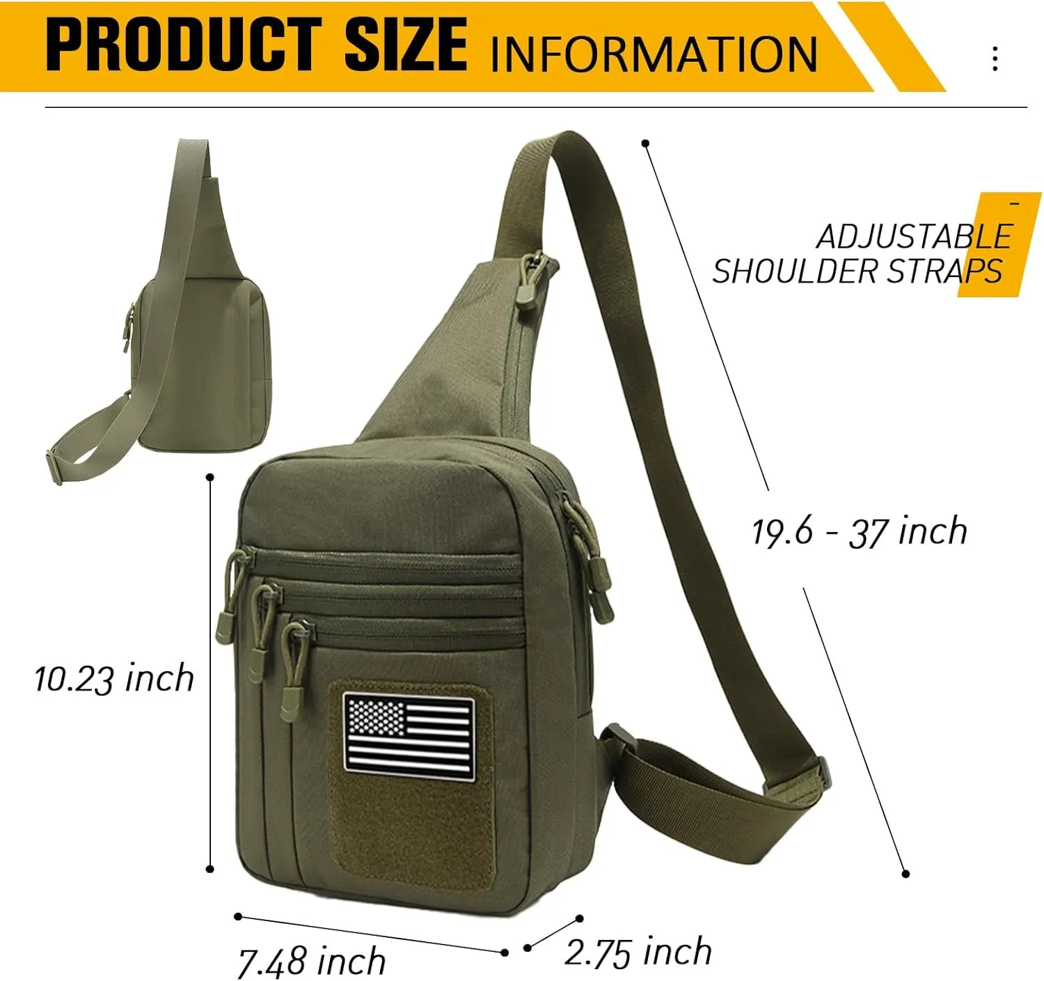 Tactical Sling Bag Concealed Carry Bag for Men, Small Tactical Crossbody Bags with CCW Holder EDC Military Shoulder Bags for Men - Green