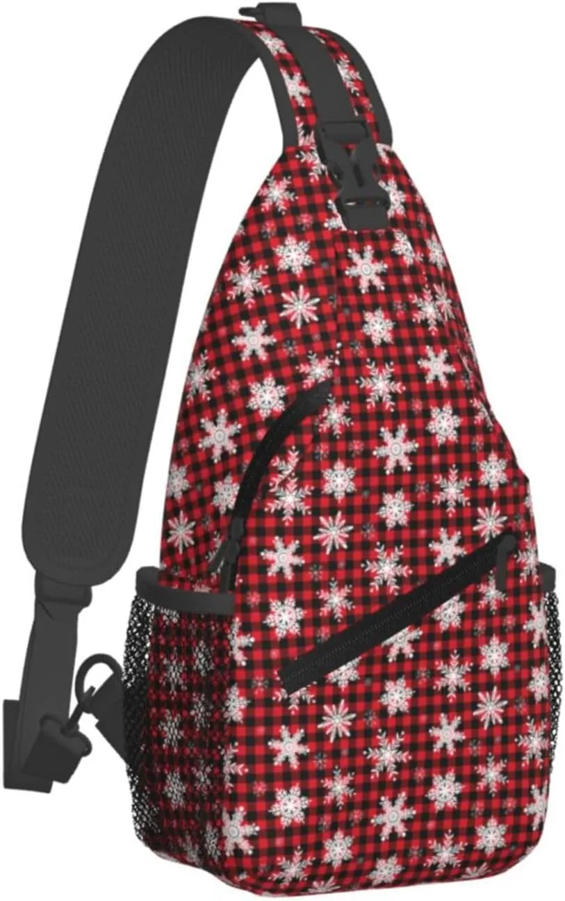 Tartan Plaid Scottish Green Cage Sling Bag Adjustable Crossbody Bag Casual Chest Bags Travel Shoulder Backpack