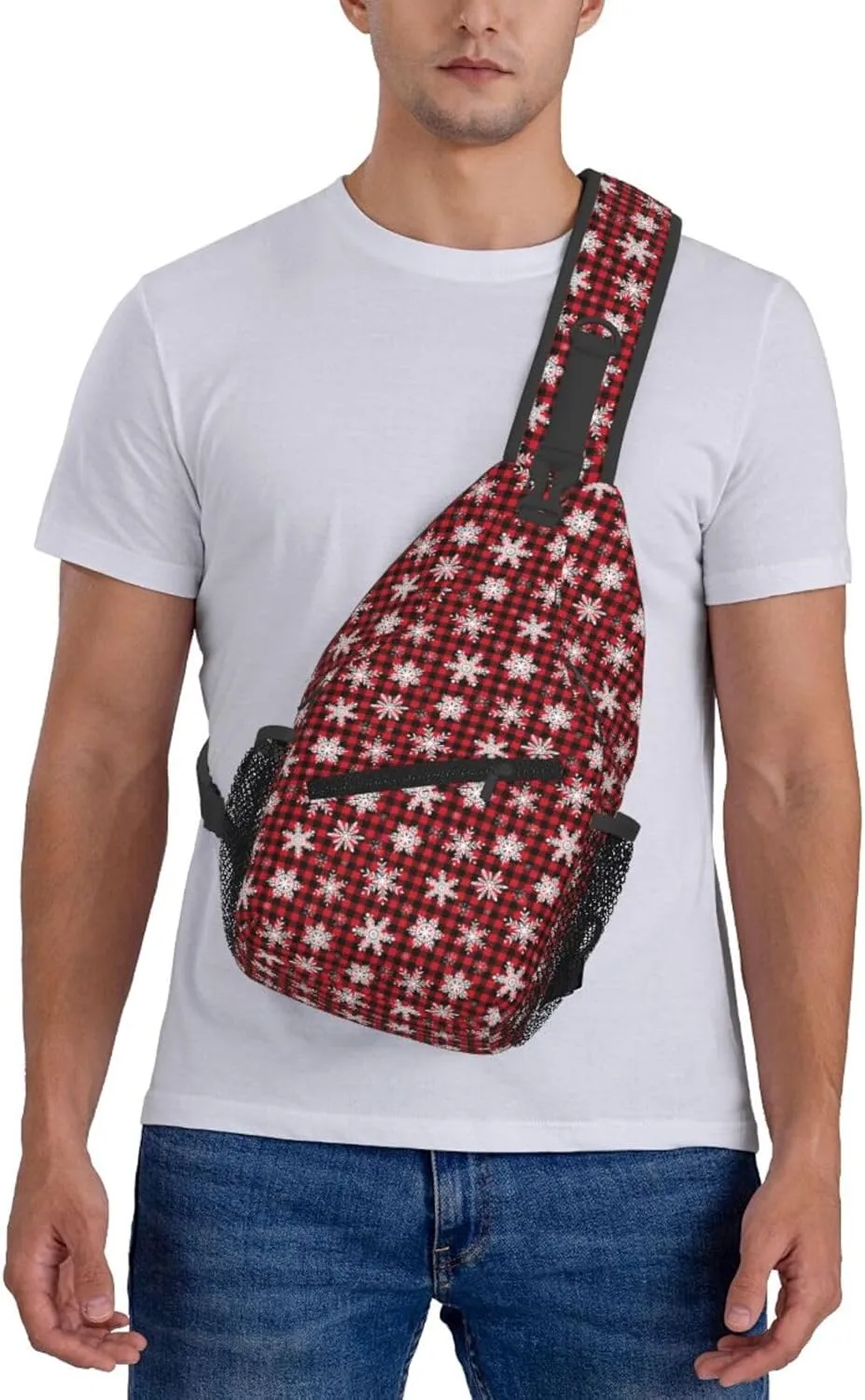 Tartan Plaid Scottish Green Cage Sling Bag Adjustable Crossbody Bag Casual Chest Bags Travel Shoulder Backpack