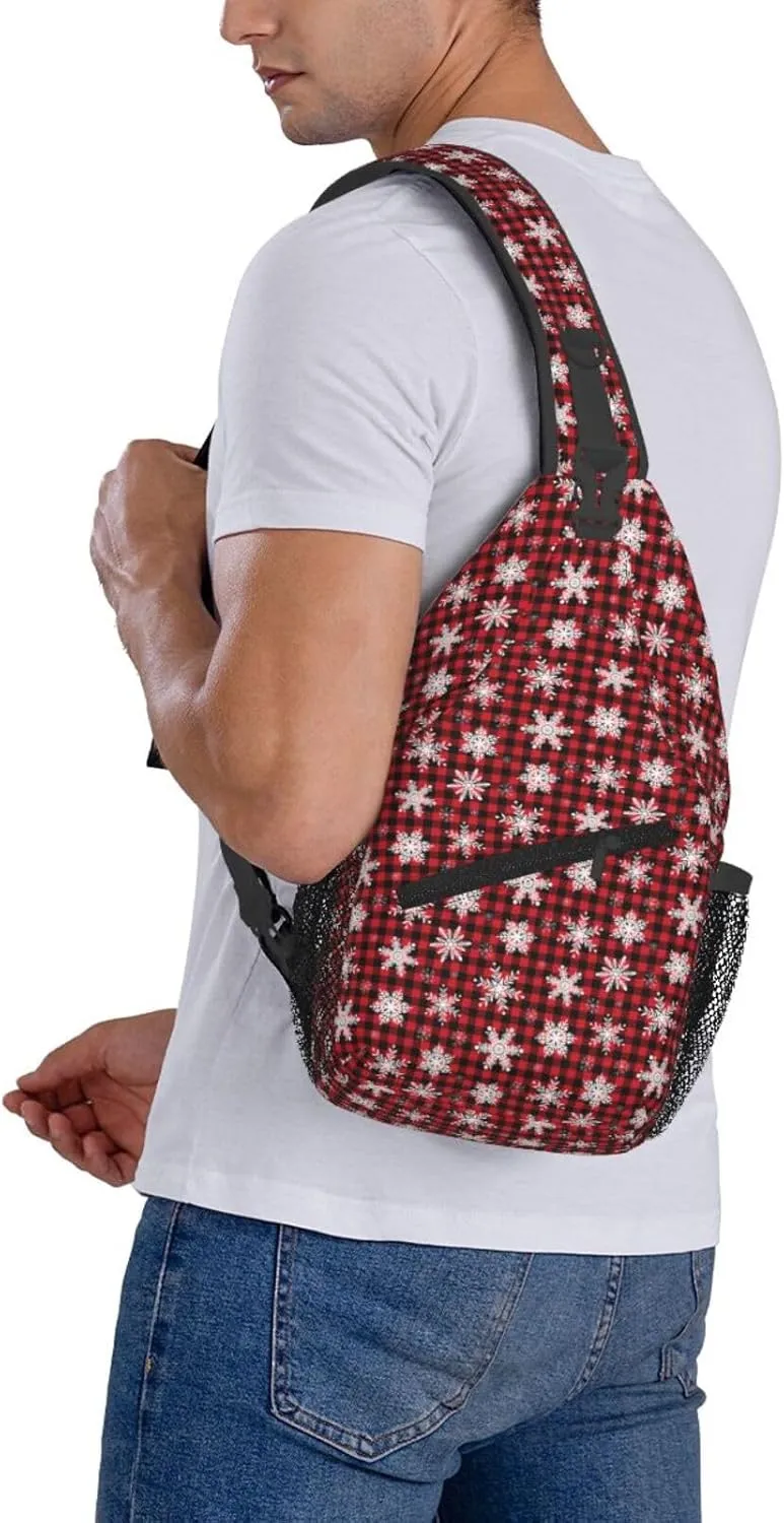 Tartan Plaid Scottish Green Cage Sling Bag Adjustable Crossbody Bag Casual Chest Bags Travel Shoulder Backpack