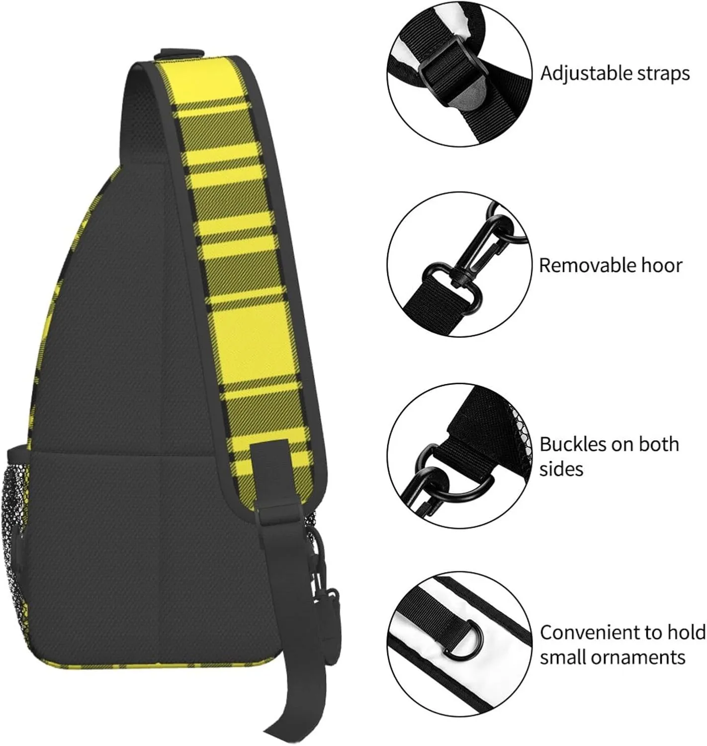 Tartan Plaid Scottish Green Cage Sling Bag Adjustable Crossbody Bag Casual Chest Bags Travel Shoulder Backpack