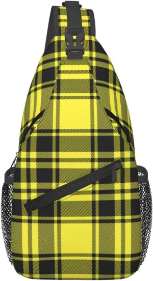 Tartan Plaid Scottish Green Cage Sling Bag Adjustable Crossbody Bag Casual Chest Bags Travel Shoulder Backpack