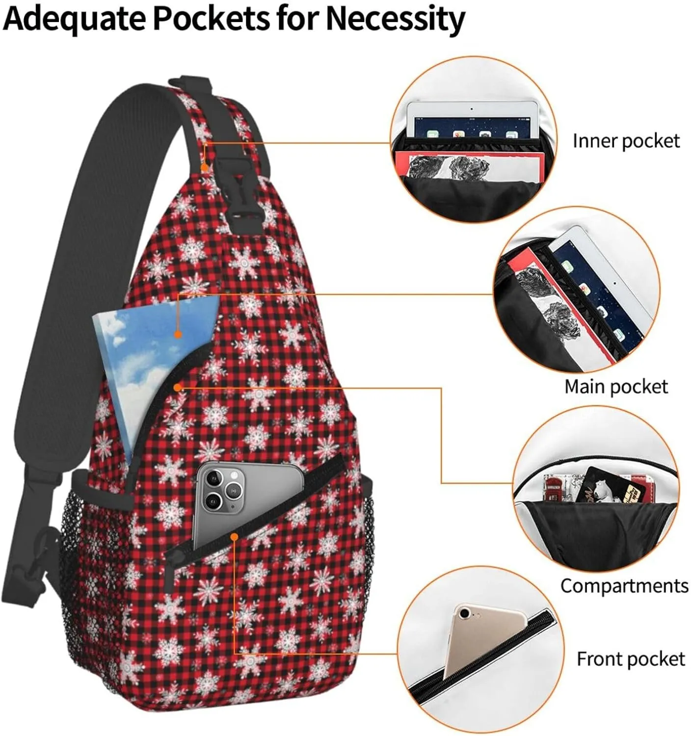 Tartan Plaid Scottish Green Cage Sling Bag Adjustable Crossbody Bag Casual Chest Bags Travel Shoulder Backpack