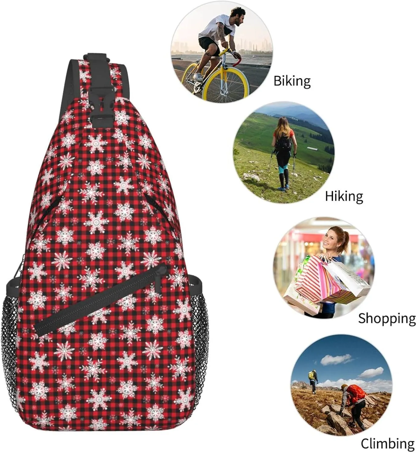 Tartan Plaid Scottish Green Cage Sling Bag Adjustable Crossbody Bag Casual Chest Bags Travel Shoulder Backpack
