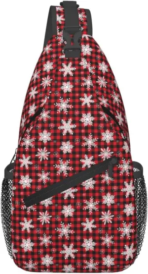 Tartan Plaid Scottish Green Cage Sling Bag Adjustable Crossbody Bag Casual Chest Bags Travel Shoulder Backpack