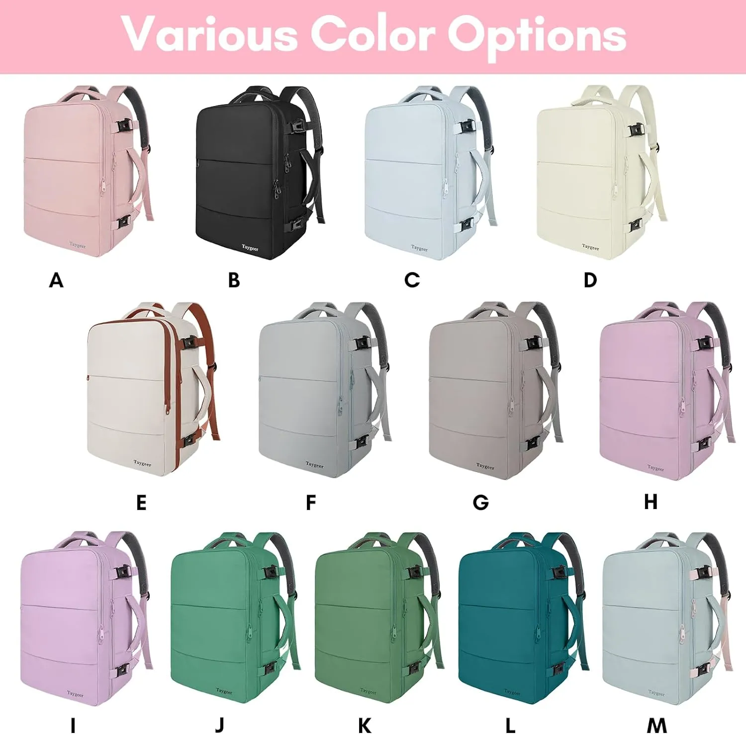 Taygeer Laptop Backpack for Women, Large Travel Backpack with 17.3 inch Laptop Compartment, TSA Friendly 40l Carry On Mochila, Daypack Business Computer Bag for Office Work Travel Essentials, Pink