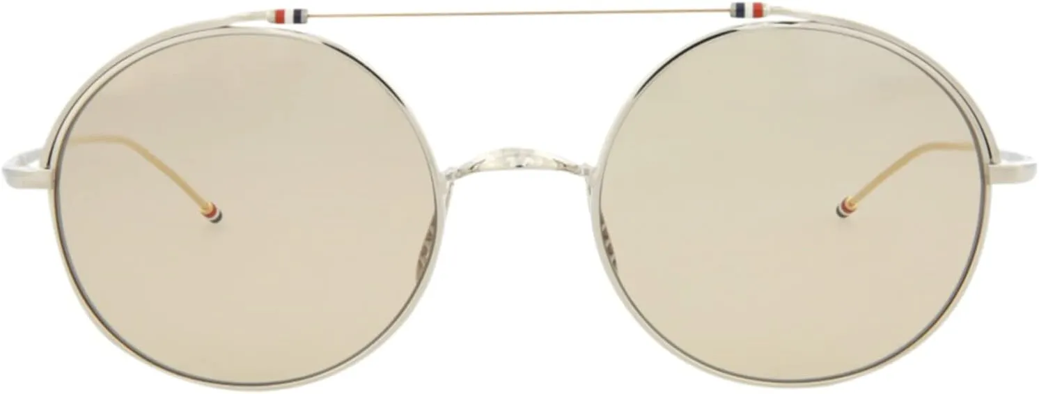 TBS910-49-02 Sunglasses Silver -White Gold w/Light Brown - AR 49mm