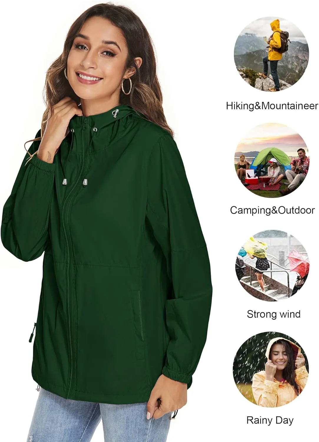 TCOT Womens Rain Jackets Waterproof Windbreaker Jackets lightweight Portable Rain Coat