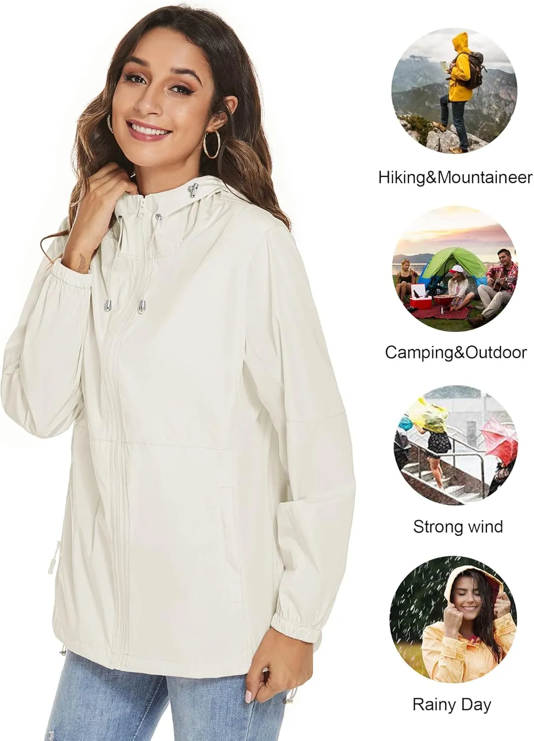 TCOT Womens Rain Jackets Waterproof Windbreaker Jackets lightweight Portable Rain Coat
