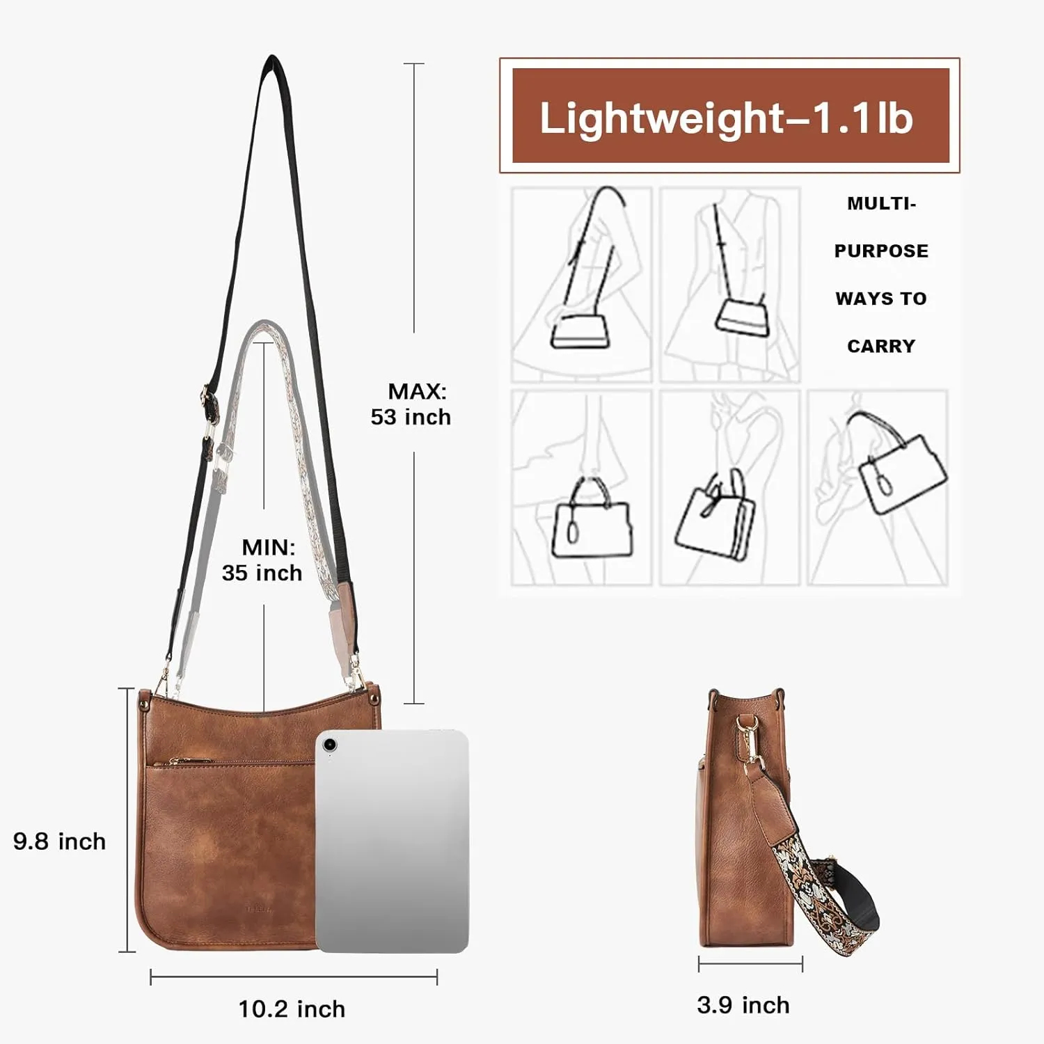 Telena Crossbody Purses for Women Trendy Vegan Leather Purses Bucket Hobo Bags Handbags with Adjustable Guitar Strap